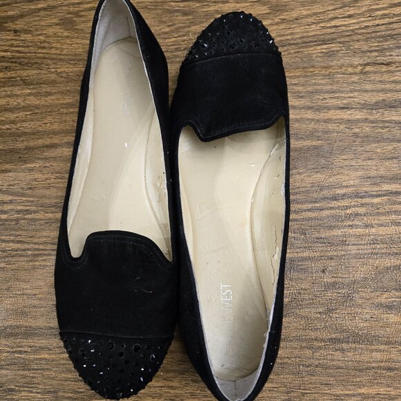 NINE WEST Carmina Women's Black Flats/Loafer w/Beaded Cap Toe - Size 8M - Picture 5 of 16